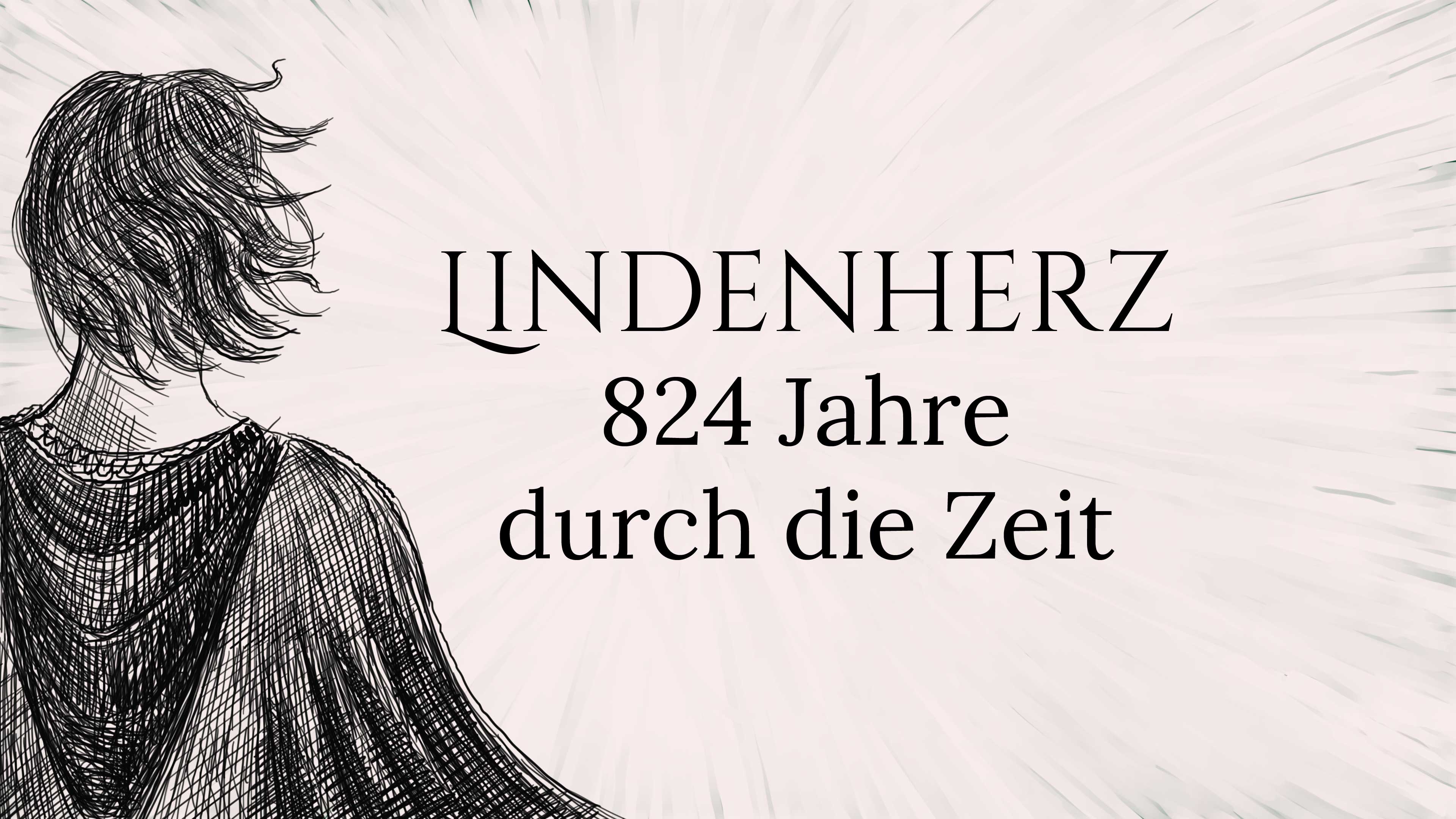 Thumbnail Trailer "Lindenherz - 824 Jahre durch die Zeit" von Tala T. Alsted, links im Bild ein Mann mit wehenden Haar und Mante
