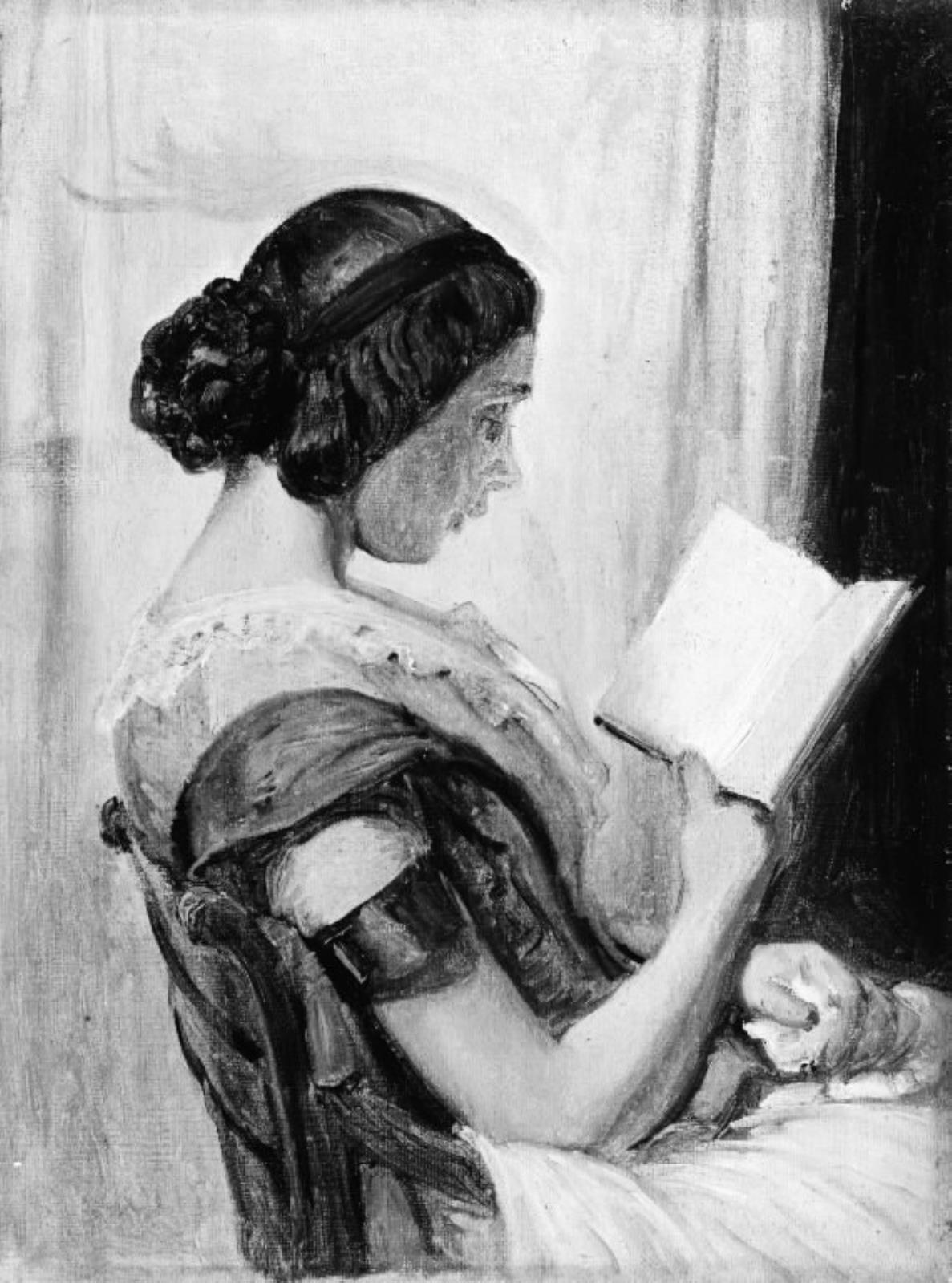 Das Bild "Læsende ung pige", 1825-1873, des Künstlers Wilhelm Marstrand, Statens Museum for Kunst