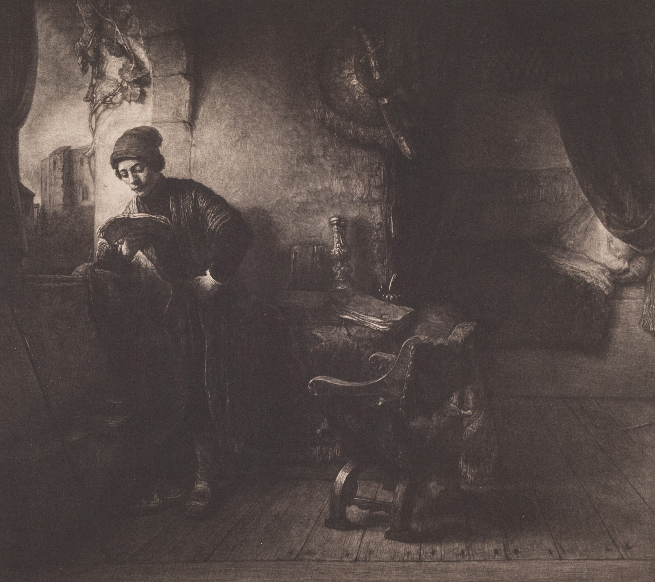 Das Bild "Ung læsende mand", 1903-1904, von Albert Repholtzund Willem Drost, Statens Museum for Kunst, Lizenz CC0