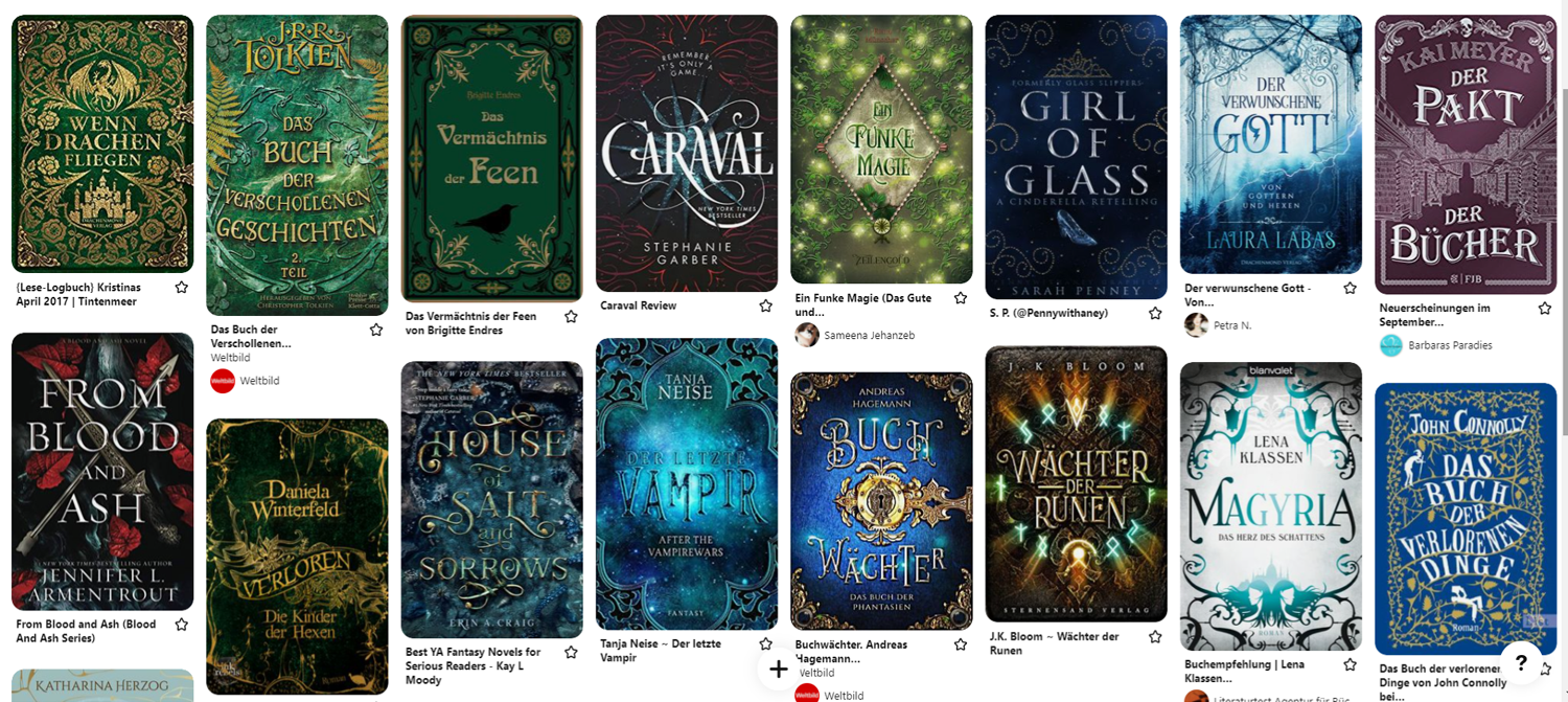 Fantasy-Buchcover, bei denen Schrift das dominierende Gestaltungselement ist.