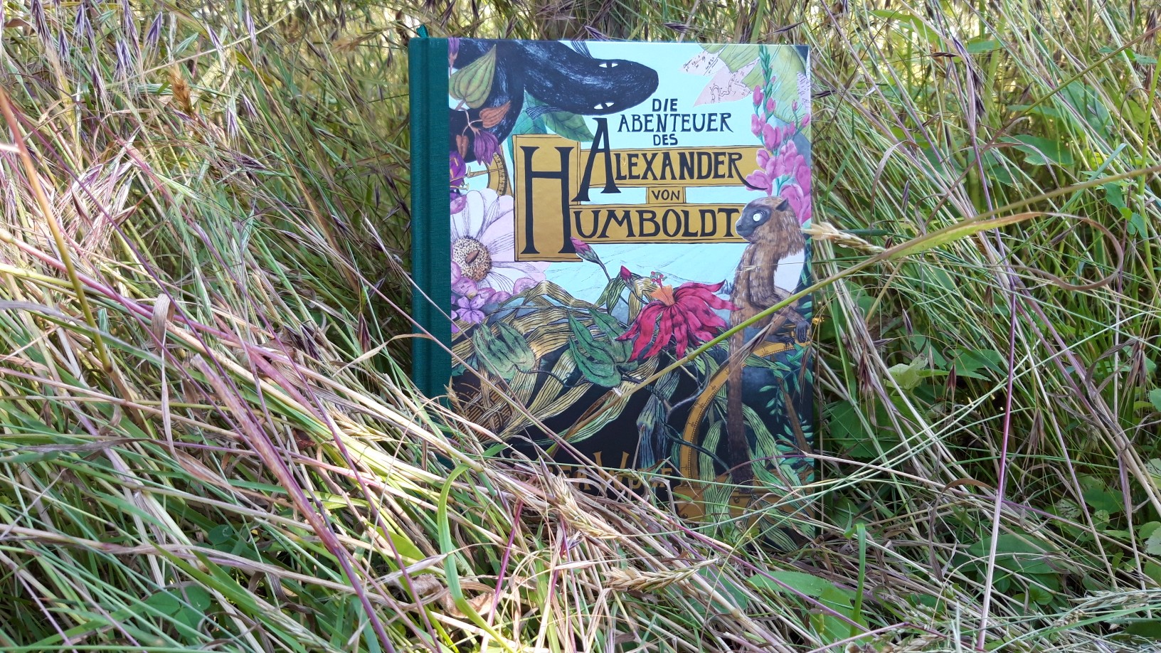 Cover "Die Abenteuer des Alexander von Humboldt" im Gras