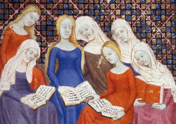 Diana reading from BL Harley 4431, f. 107